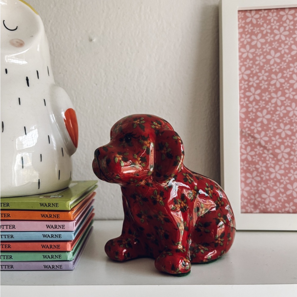 Red floral dog decor